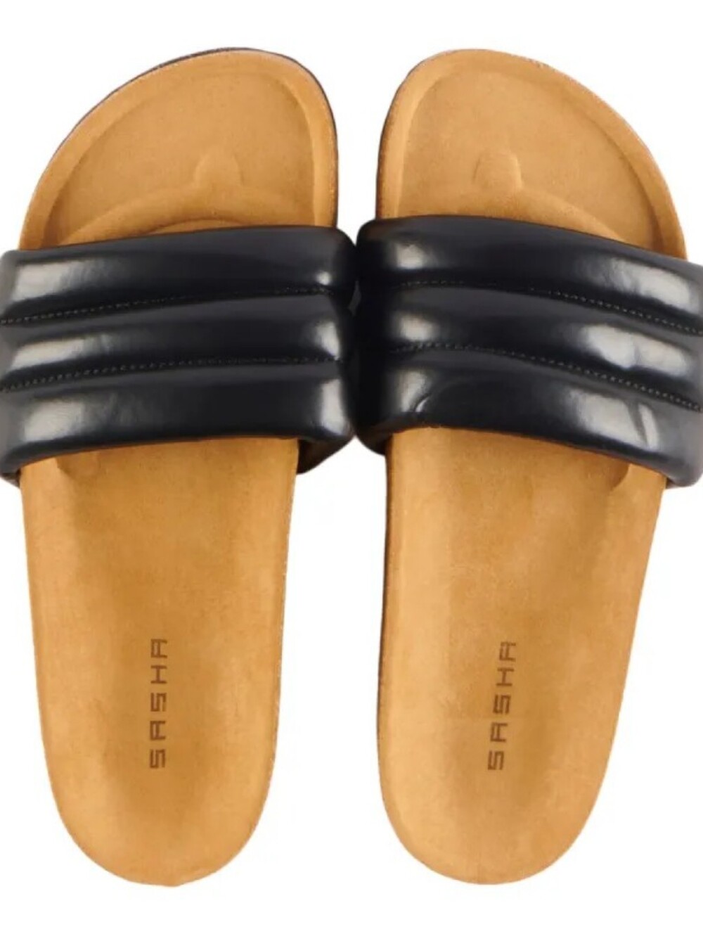 NWT SASHA slip on slides sandals faux leather size 8 quilted comfortable